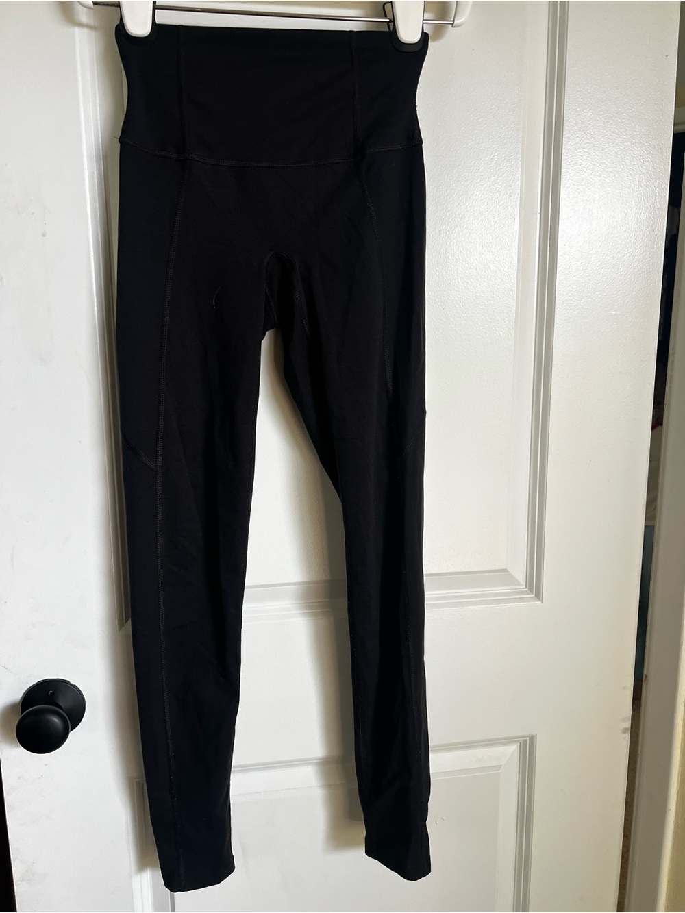 SPANX Black High-Rise Shaping Leggings with Red Logo Label